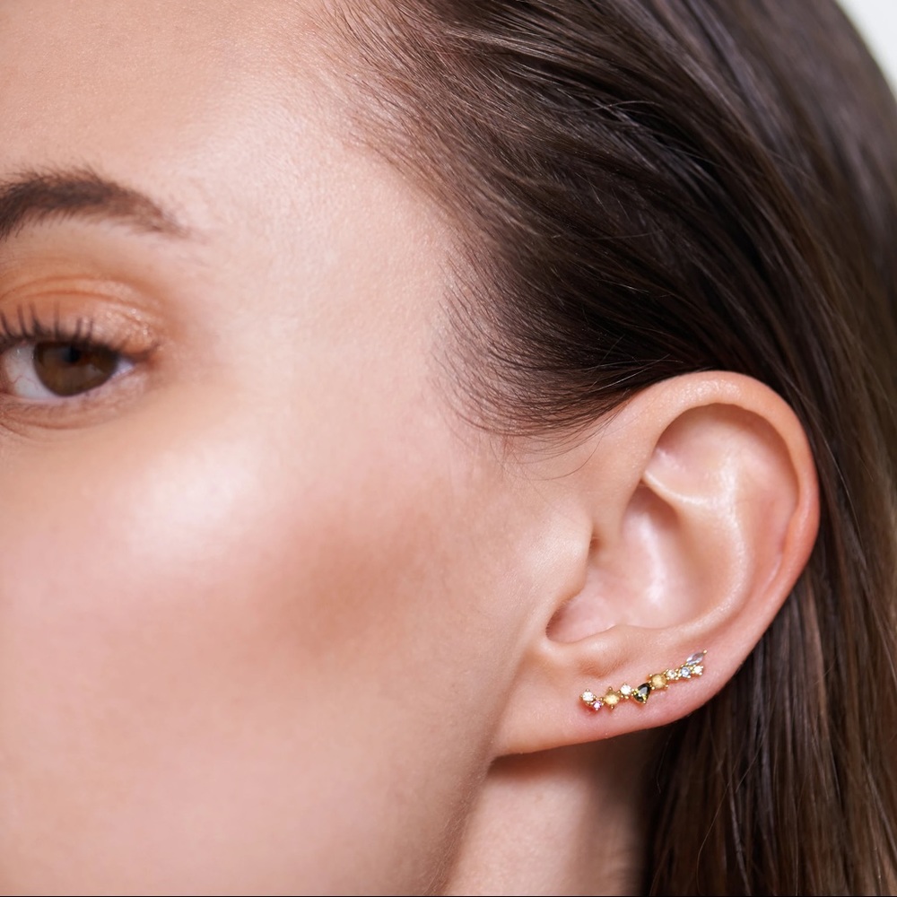 18k gold plated rainbow ear crawler